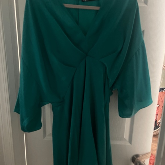 Teal silk dress - Picture 2 of 4